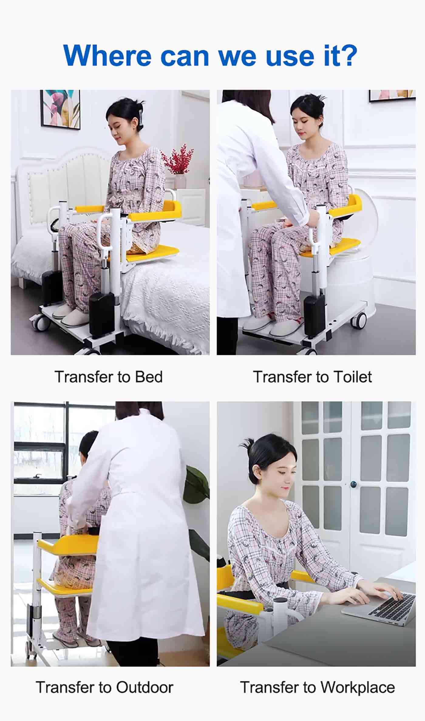 Multi-function Electric Lift Transfer Chair Zuowei ZW387D For Patient-4 (3)