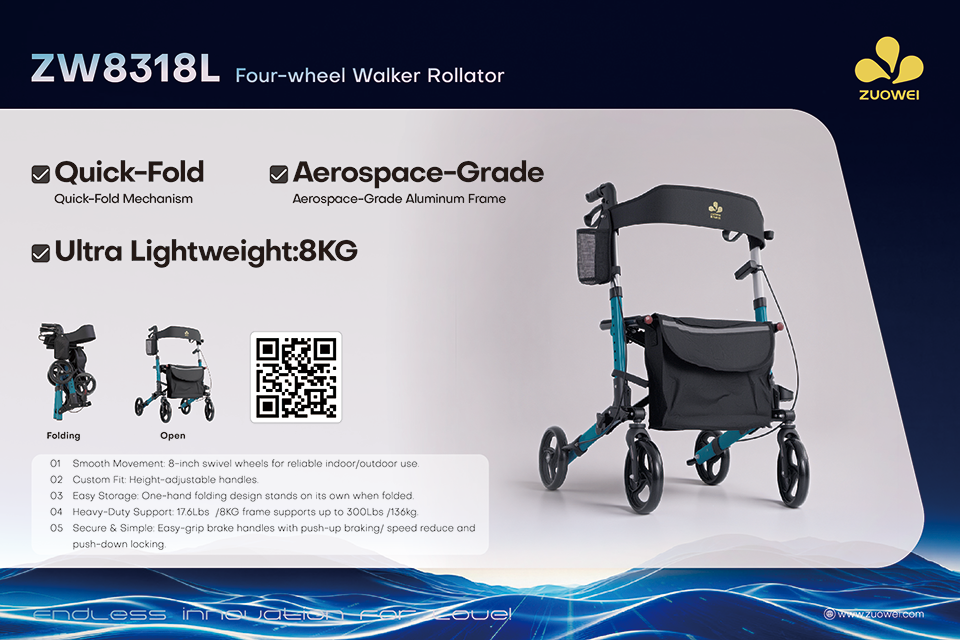 ZW8318L Four-wheel Walker Rollator